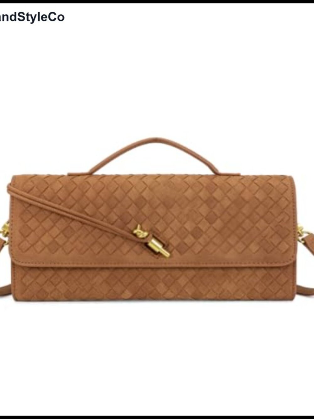 Faux Suede Evening Clutch Crossbody Bag Woven Purse with Adjustable Strap